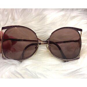 Oversized Retro Square Sunglasses Vtg Tiara Mod 235 Purple Marble Gold tone
